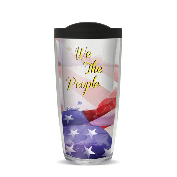 22oz Tumbler - We the People USA Flag w/ Black Lid 08-11885