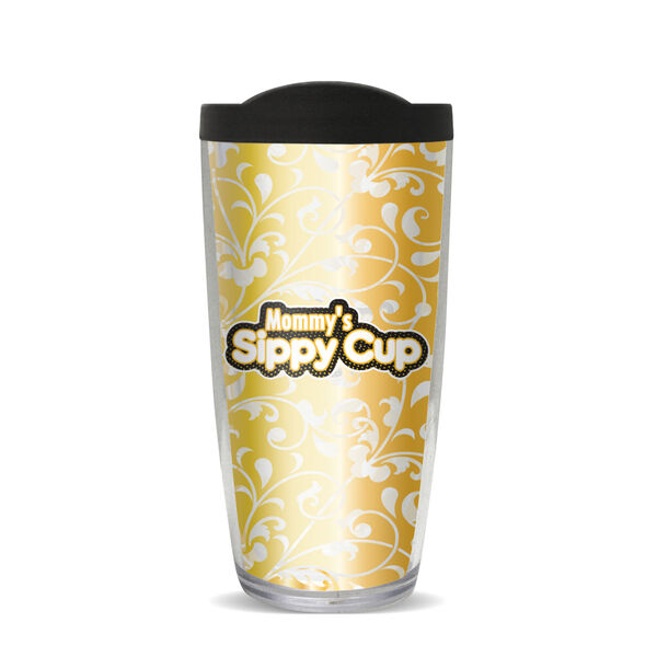 16oz Tumbler - Mommy's Sippy Cup Gold w/ Black Lid 02-11892