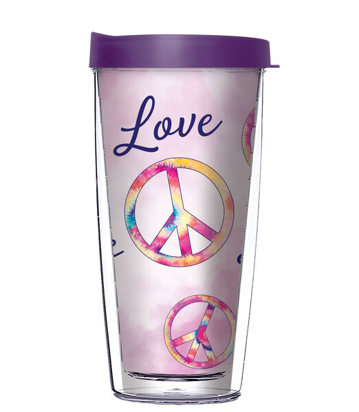 16oz Short Tumbler - Love, Love, Love on the Line without lid 01-11906