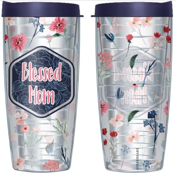 22oz Tumbler - Blessed Mom w/ Navy Lid 08-11919