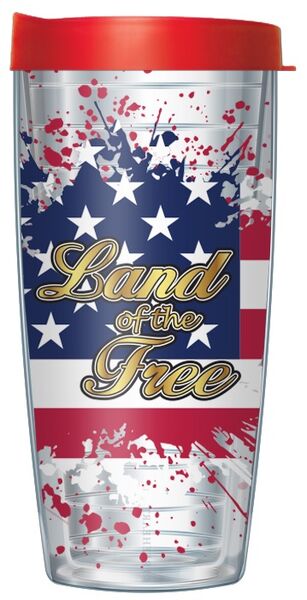 16oz Short Tumbler - Land of the Free Splatter without lid 01-11924