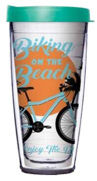 24oz Flareside Tumbler - Biking on the Beach w/ Black Lid 24F-11930