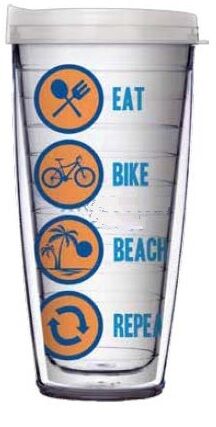 28oz Mega Tumbler - Eat Bike Beach Repeat w/ Blue Lid H2-11933