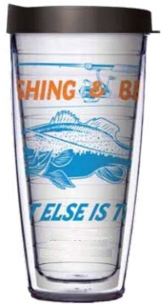 16oz Short Tumbler - Fishing & Beer What Else without lid 01-11938