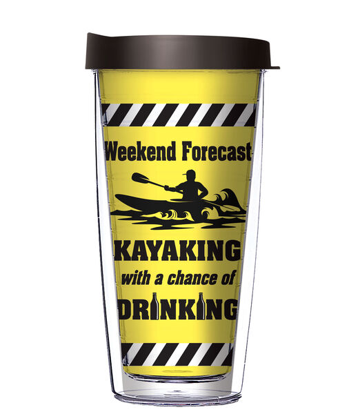 16oz Tumbler - Weekend Forecast - Kayaking with a Chance w/ Black Lid 02-11945