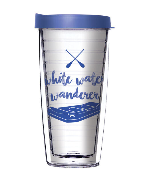 18oz Handle Mug - White Water Wanderer w/ Blue Lid 06-11948