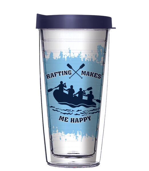 18oz Handle Mug - Rafting Makes Me Happy w/ Blue Lid 06-11951