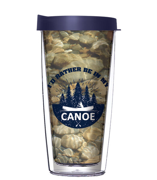 16oz Tumbler - I'd Rather Be in My Canoe w/ Navy Lid 02-11954