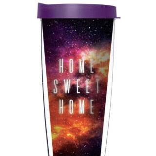 16oz Tumbler - Space Vortex/Galaxy Home Sweet Home w/ Purple Lid 02-11978