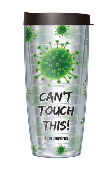 28oz Mega Tumbler - Can't Touch This - Green #Coronavirus w/ Black Lid H2-11984