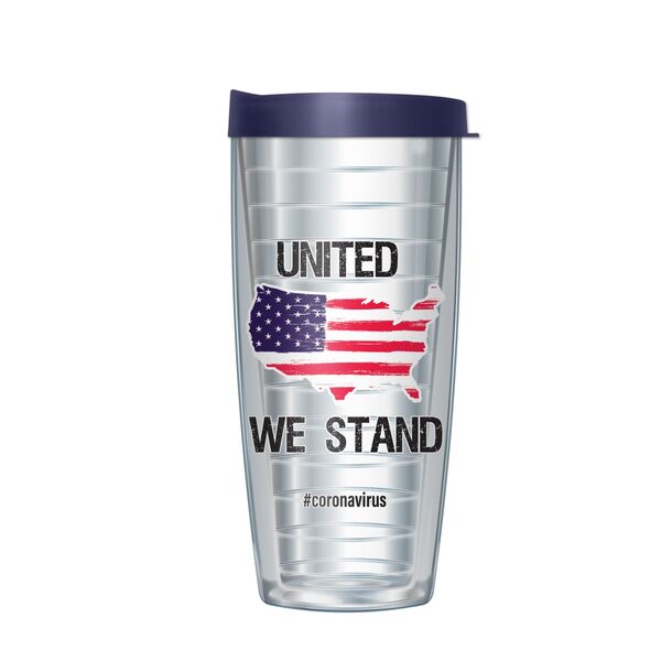 22oz Tumbler - United We Stand #Corona Virus w/ Black Lid 08-11985