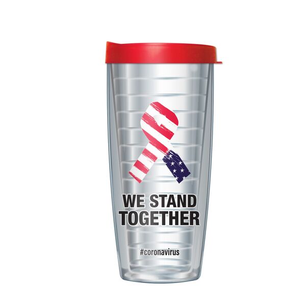 22oz Tumbler - We Stand Together # Coronavirus w/ Red Lid 08-11987