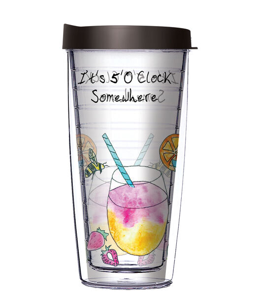 22oz Tumbler - It's 5 O'Clock Somewhere w/ Black Lid 08-12003