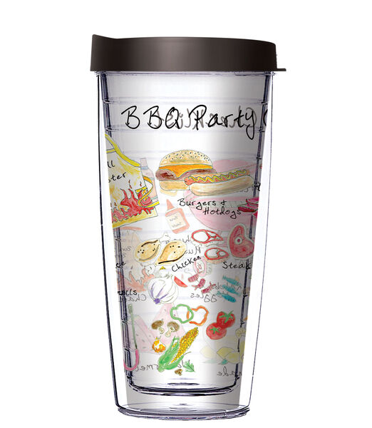 28oz Mega Tumbler - BBQ Party w/ Black Lid H2-12004