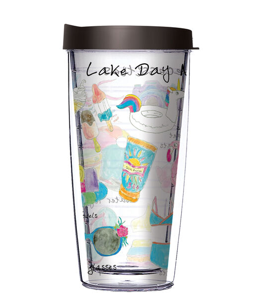 16oz Tumbler - Lake Day w/ Black Lid 02-12013