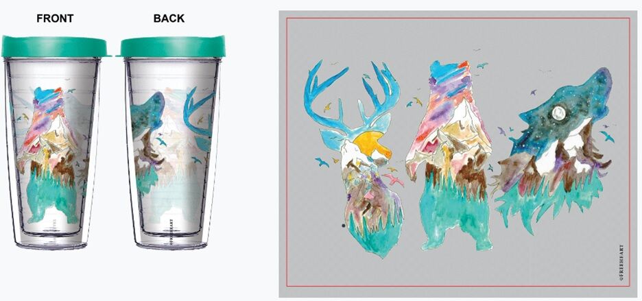 28oz Mega Tumbler - Mountain Animals w/ Teal Lid H2-12016