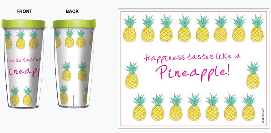 16oz Tumbler - Pineapple w/ Lime Green Lid 02-12018