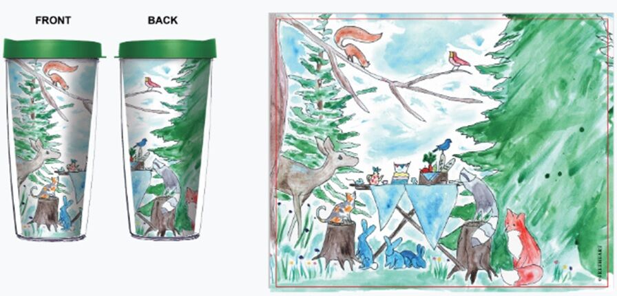 24oz Flareside Tumbler - Forest Friends Watercolor w/ Black Lid 24F-12025