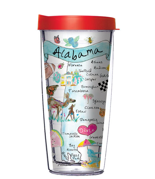 22oz Tumbler - Alabama w/ Black Lid 08-12026