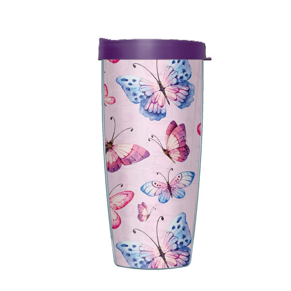 28oz Mega Tumbler - New Funky Butterfly w/ Purple Lid H2-12040