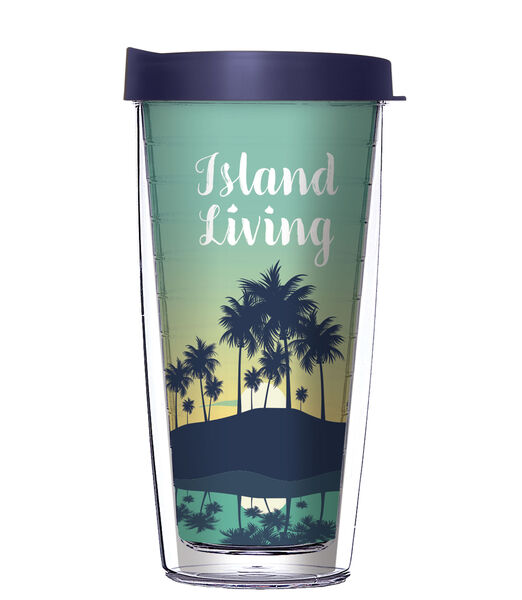 22oz Tumbler - Island Living (New) w/ Navy Lid 08-12043