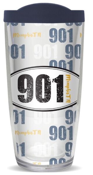 16oz Short Tumbler - 901 - Memphis, TN Area Code without lid 01-12046