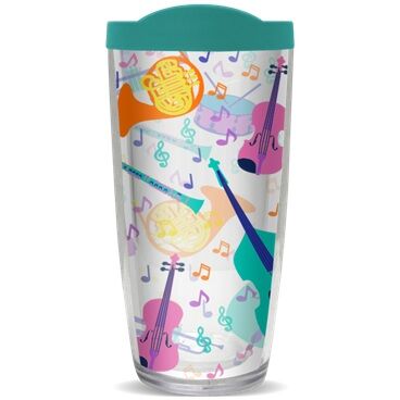 16oz Tumbler - Orchestra Instruments w/ Teal Lid 02-12056