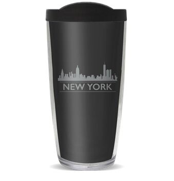 16oz Short Tumbler - NYC Skyline Silhouette without lid 01-12063