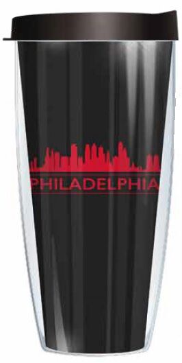 28oz Sport Tumbler - Philadelphia Skyline Silhouette w/ Gray Lid ST-12064