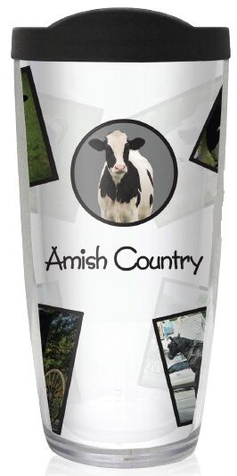 16oz Tumbler - Amish Country w/ Black Lid 02-12076