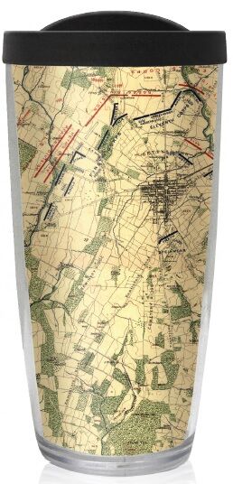 16oz Short Tumbler - Gettysburg Pa Car Tour Map without lid 01-12077