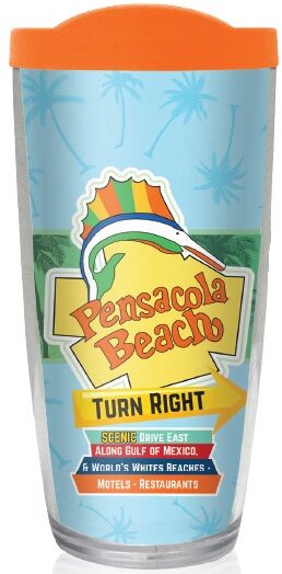 24oz Flareside Tumbler - Pensacola Beach Sign w/ Black Lid 24F-12080