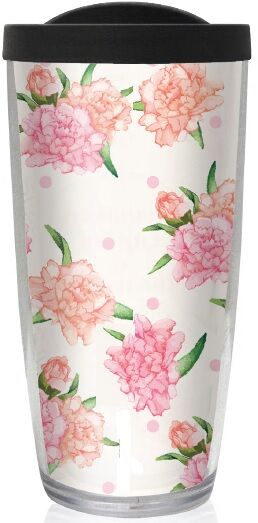 28oz Mega Tumbler - Carnations w/ Black Lid H2-12083