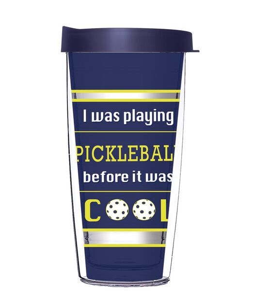 28oz Sport Tumbler - I Was Playing Pickleball Before It Was Cool w/ Gray Lid ST-12086