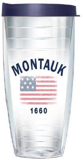 18oz Handle Mug - Montauk RWB Flag 1660 w/ Blue Lid 06-12090