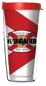 22oz Tumbler - Floridafied Badge & Flag w/ Red Lid 08-12109