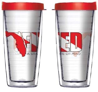 16oz Tumbler - Floridafied Diving Flag Overlay w/ Red Lid 02-12116