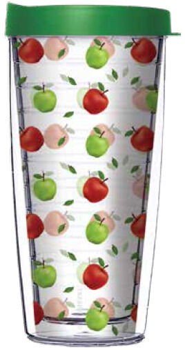 24oz Flareside Tumbler - Red & Green Apples w/ Black Lid 24F-12120