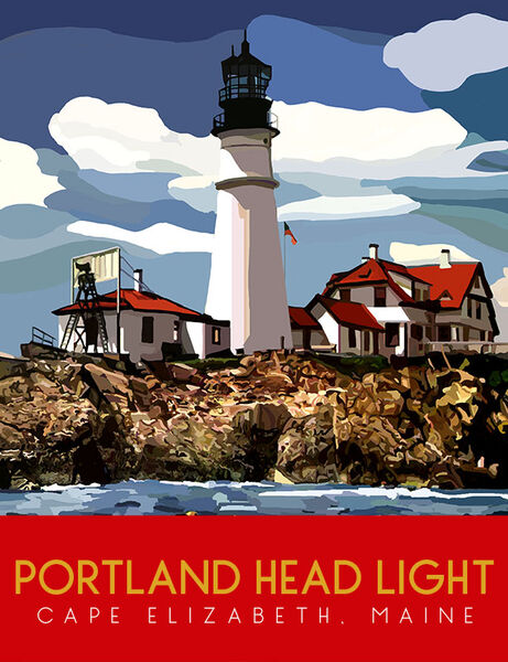 28oz Sport Tumbler - Portland Head Light Maine w/ Gray Lid ST-12186