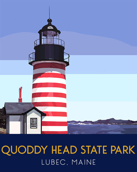 28oz Sport Tumbler - Quoddy Head Light Maine w/ Gray Lid ST-12187