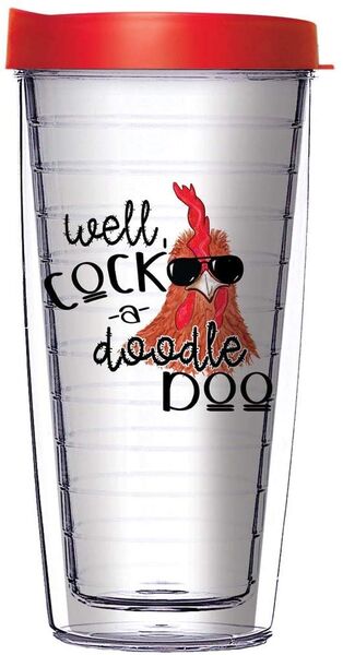 28oz Mega Tumbler - Cock A Doodle Doo w/ Red Lid H2-12238