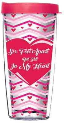 16oz Tumbler - Six Feet Apart w/ Pink Lid 02-12241