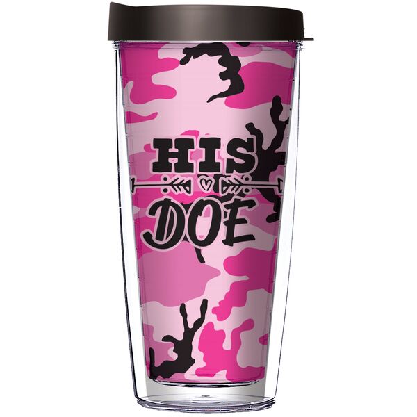 16oz Short Tumbler - His Doe Camo without lid 01-12245