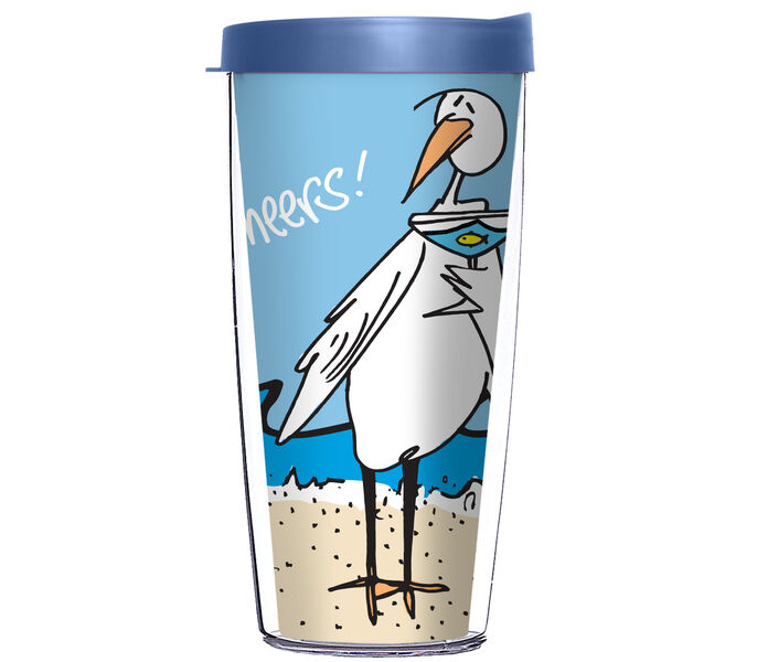 16oz Short Tumbler - Cheers Egret without lid 01-12251