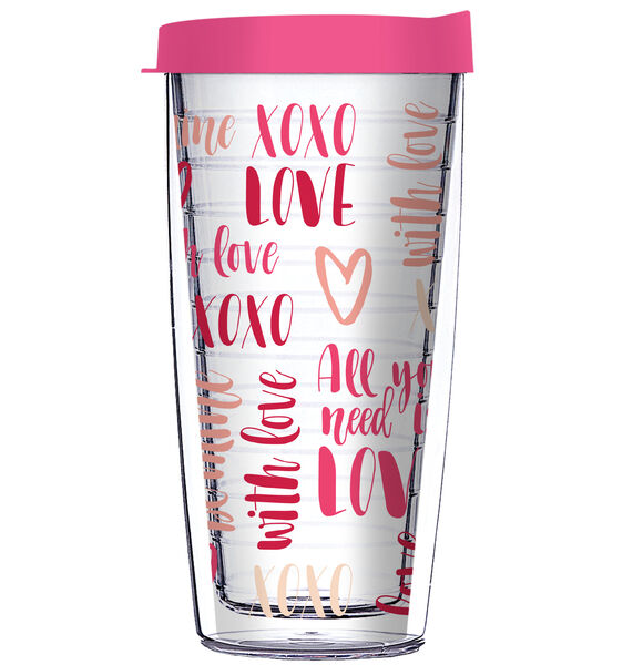 18oz Handle Mug - Love XOXO Sending Kisses w/ Pink Lid 06-12260