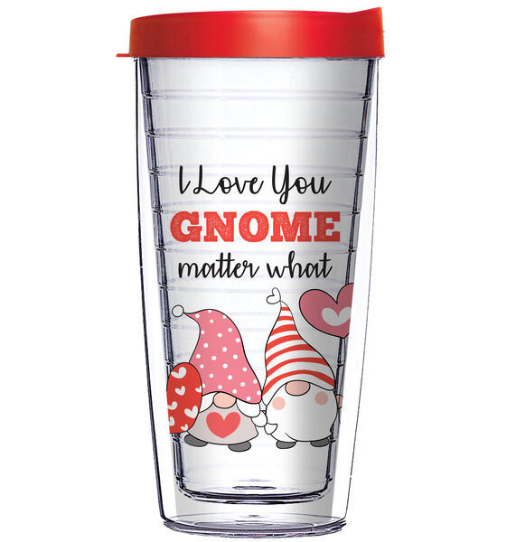 16oz Tumbler - I Love You Gnome Matter What w/ Red Lid 02-12261