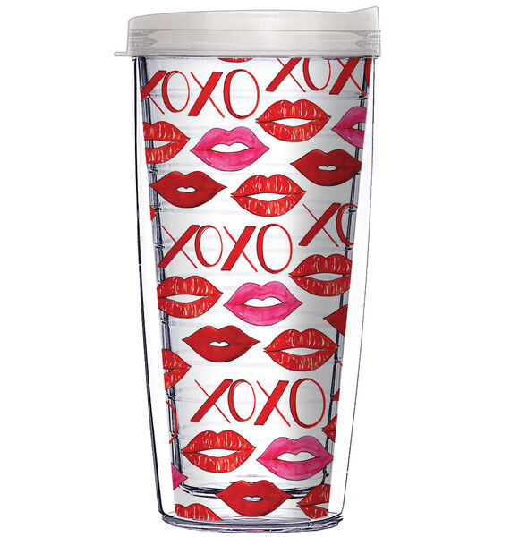 22oz Tumbler - XOXO with Lips w/ Clear Lid 08-12262