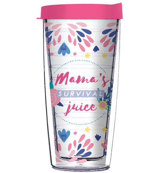 22oz Tumbler - Mama's Survival Juice w/ Pink Lid 08-12263