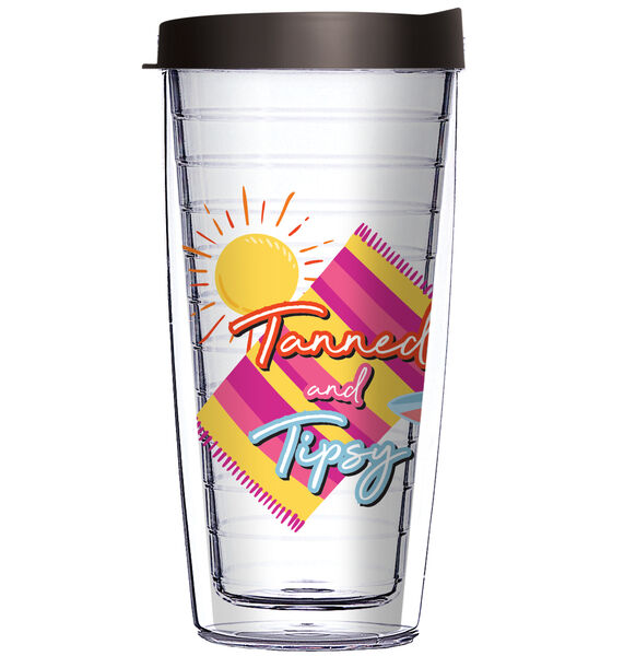 22oz Tumbler - Tanned and Tipsy w/ Black Lid 08-12296