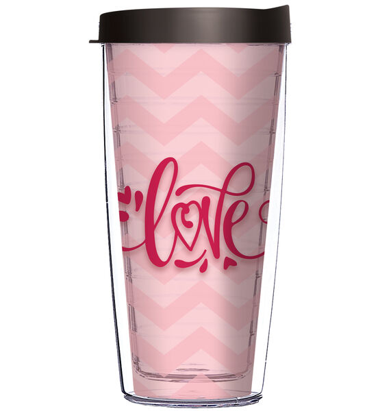 28oz Mega Tumbler - Love Chevron w/ Pink Lid H2-12333